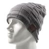 Picture of Grid Pattern Knitted Winter Warm Hat Cap Built-in Wireless Bluetooth Headphone & Microphone - Dark Grey