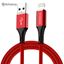 Picture of AMORUS 2.4A Aluminium Alloy Nylon Braided Lightning 8Pin Charge Sync Data Cable Cord for iPhone iPad iPod - Red